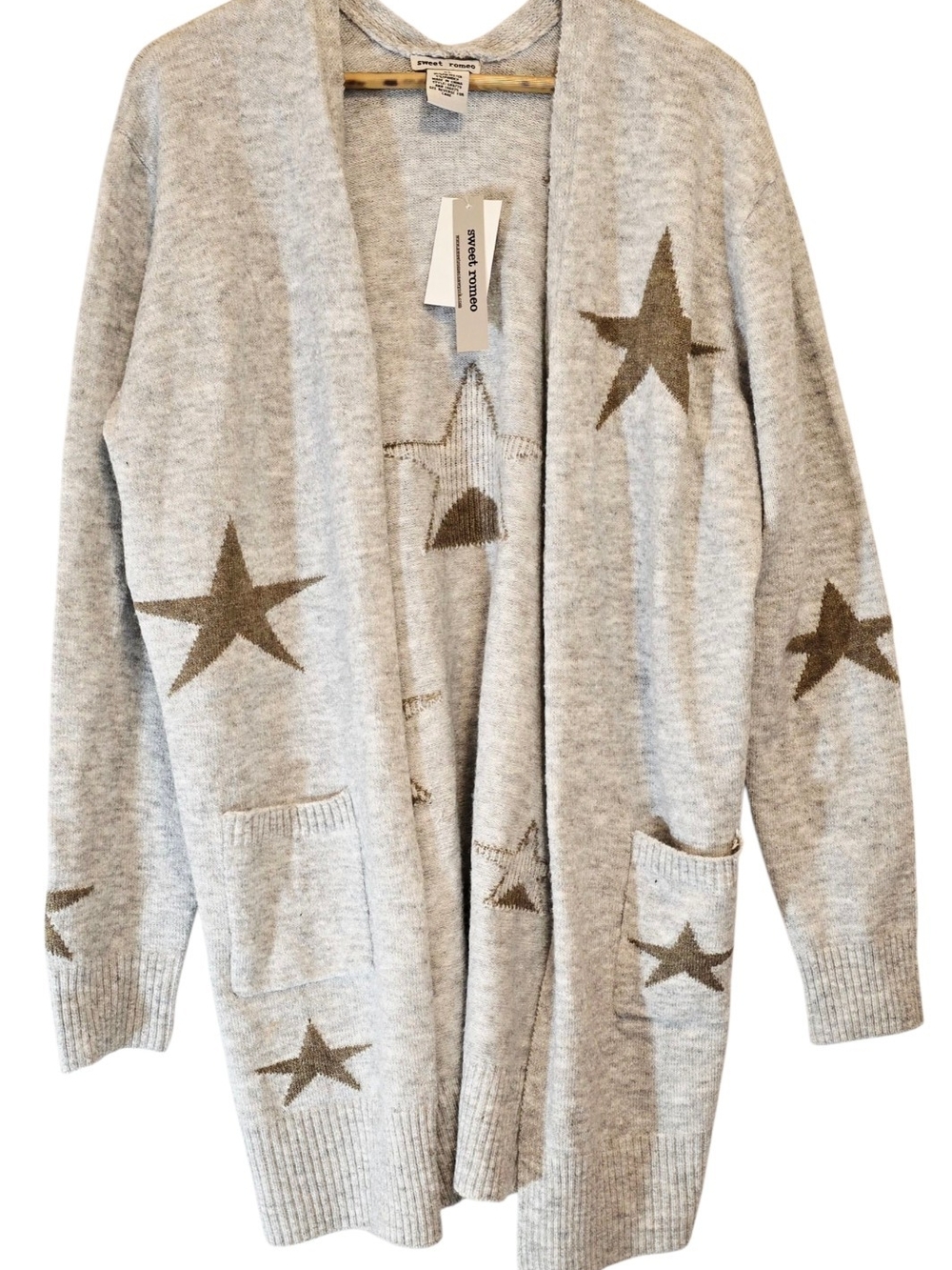 Sweet Romeo Gray Star Open Front Cardigan Sweater Women’s Plus Size XXL